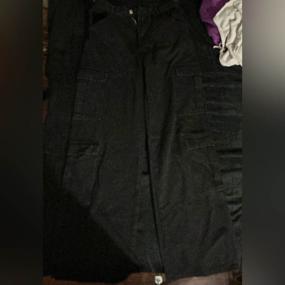 Black, Baggy Cargo Jeans